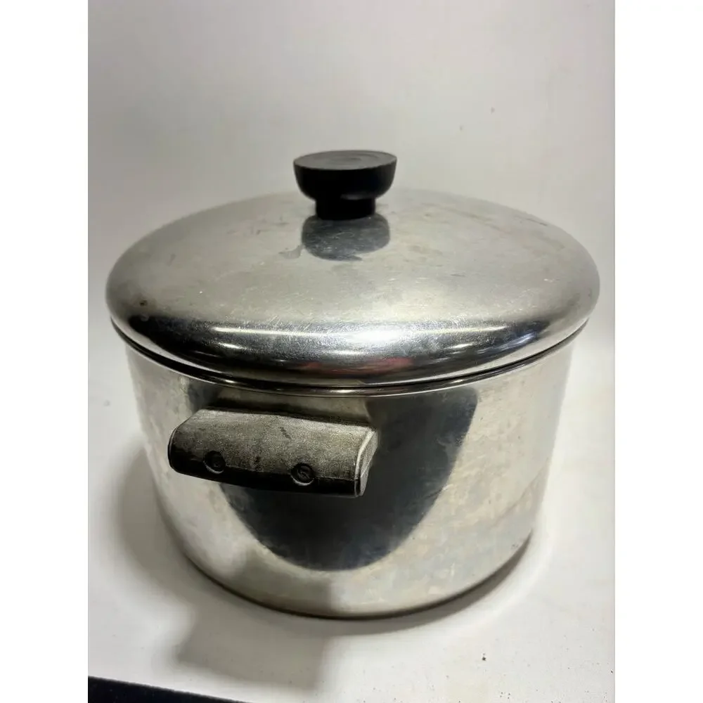 Vintage Farberware 4 Qt Stainless Steel Pot w Lid Bronx NY Aluminum Clad